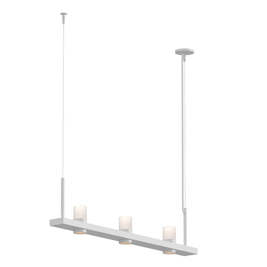 SONNEMAN Intervals 4' 3-Light LED Satin White Etched Cylinder Uplight Trim Linear Beam Pendant Light