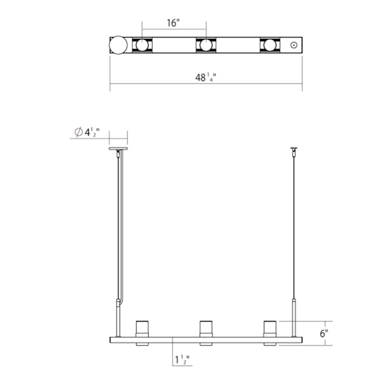 SONNEMAN Intervals 4' 3-Light LED Satin White Etched Glass Acrylic Cone Shade Linear Beam Pendant Light