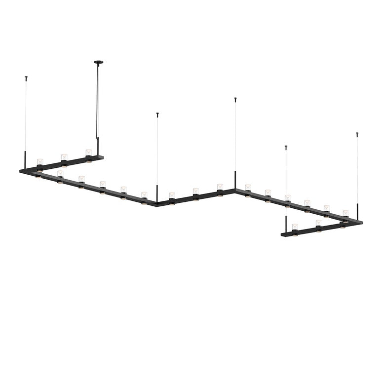 SONNEMAN Intervals 4' x 16' 21-Light LED Satin Black Clear Cone Uplight Trim Linear Beam Pendant Light
