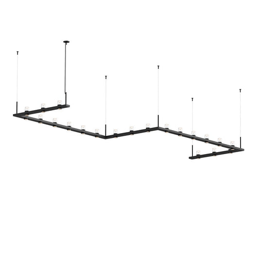 SONNEMAN Intervals 4' x 16' 21-Light LED Satin Black Clear Cone Uplight Trim Linear Beam Pendant Light