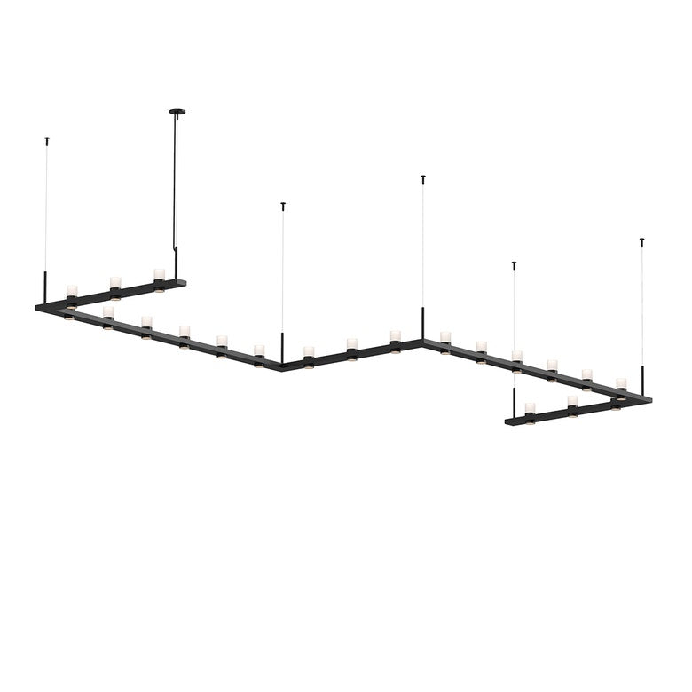 SONNEMAN Intervals 4' x 16' 21-Light LED Satin Black Etched Cylinder Uplight Trim Linear Beam Pendant Light