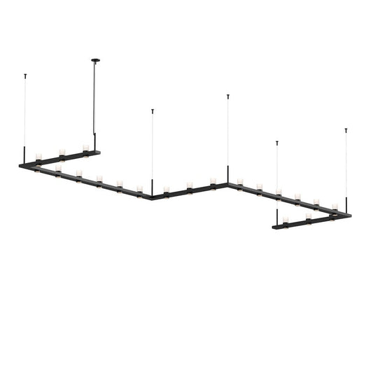 SONNEMAN Intervals 4' x 16' 21-Light LED Satin Black Etched Cylinder Uplight Trim Linear Beam Pendant Light