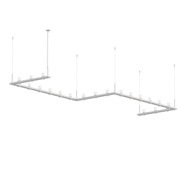 SONNEMAN Intervals 4' x 16' 21-Light LED Satin White Clear Cone Uplight Trim Linear Beam Pendant Light