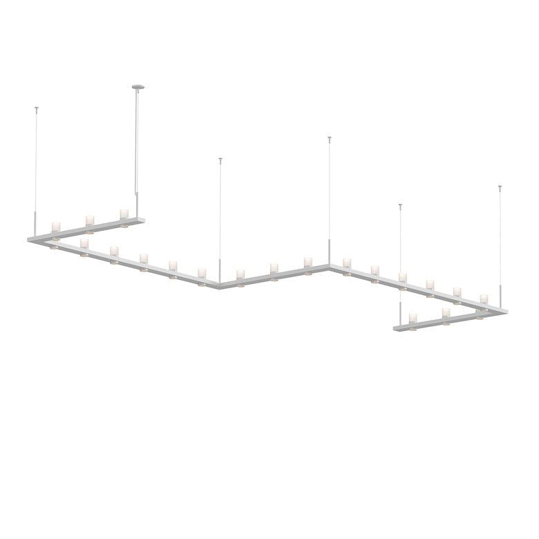 SONNEMAN Intervals 4' x 16' 21-Light LED Satin White Etched Cylinder Uplight Trim Linear Beam Pendant Light