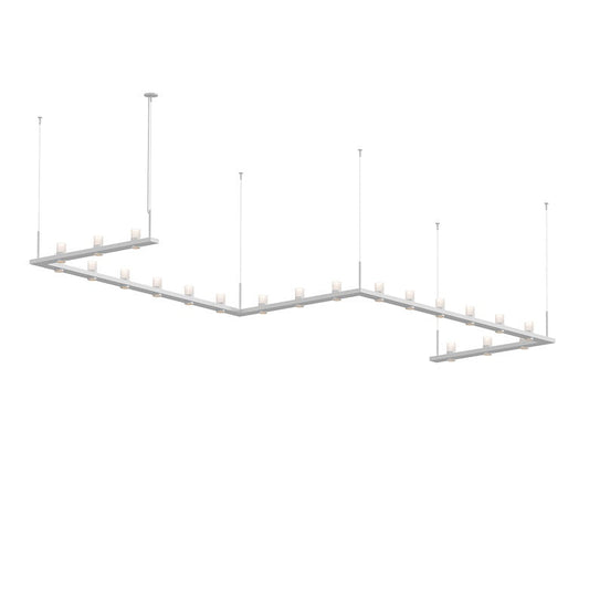 SONNEMAN Intervals 4' x 16' 21-Light LED Satin White Etched Cylinder Uplight Trim Linear Beam Pendant Light