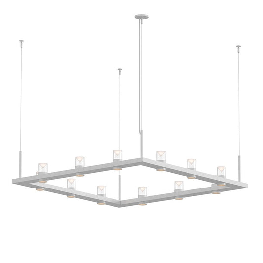 SONNEMAN Intervals 4' x 4' 12-Light LED Satin White Clear Cone Uplight Trim Linear Beam Pendant Light