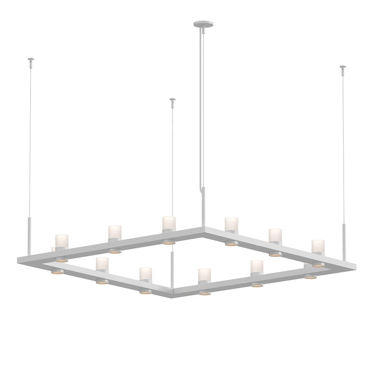 SONNEMAN Intervals 4' x 4' 12-Light LED Satin White Etched Cylinder Uplight Trim Linear Beam Pendant Light