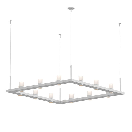 SONNEMAN Intervals 4' x 4' 12-Light LED Satin White Etched Cylinder Uplight Trim Linear Beam Pendant Light