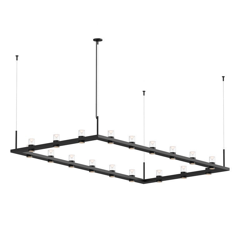 SONNEMAN Intervals 4' x 8' 18-Light LED Satin Black Clear Cone Uplight Trim Linear Beam Pendant Light
