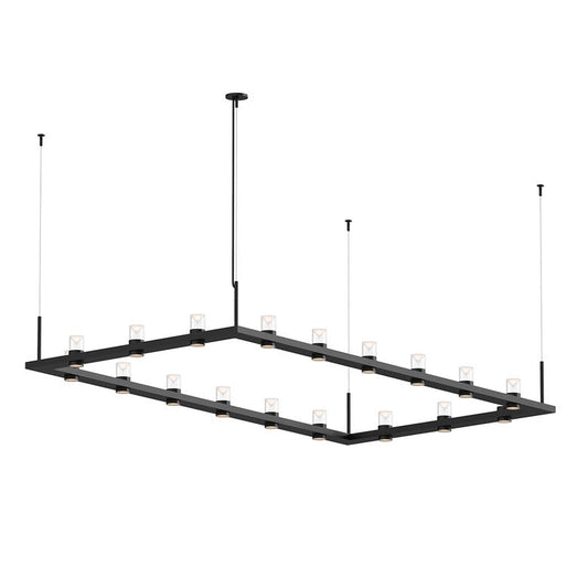 SONNEMAN Intervals 4' x 8' 18-Light LED Satin Black Clear Cone Uplight Trim Linear Beam Pendant Light