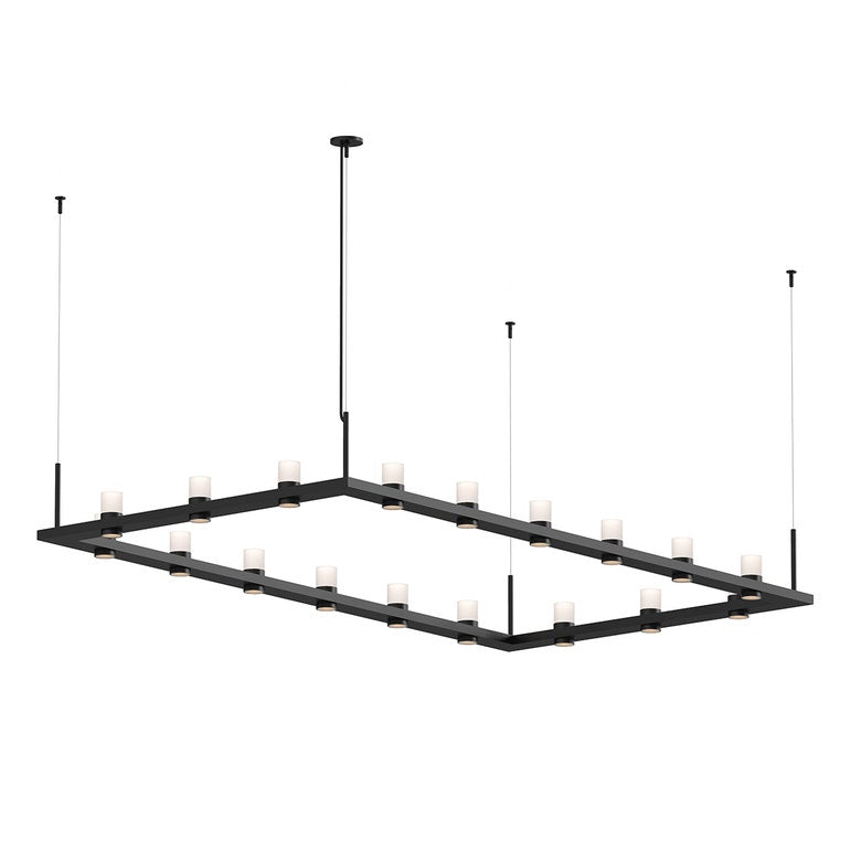 SONNEMAN Intervals 4' x 8' 18-Light LED Satin Black Etched Cylinder Uplight Trim Linear Beam Pendant Light