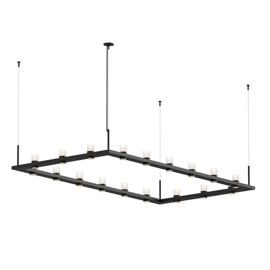 SONNEMAN Intervals 4' x 8' 18-Light LED Satin Black Etched Cylinder Uplight Trim Linear Beam Pendant Light