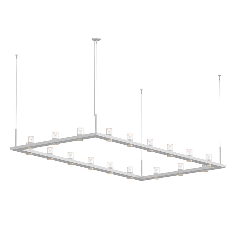 SONNEMAN Intervals 4' x 8' 18-Light LED Satin White Clear Cone Uplight Trim Linear Beam Pendant Light