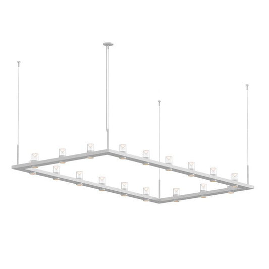 SONNEMAN Intervals 4' x 8' 18-Light LED Satin White Clear Cone Uplight Trim Linear Beam Pendant Light