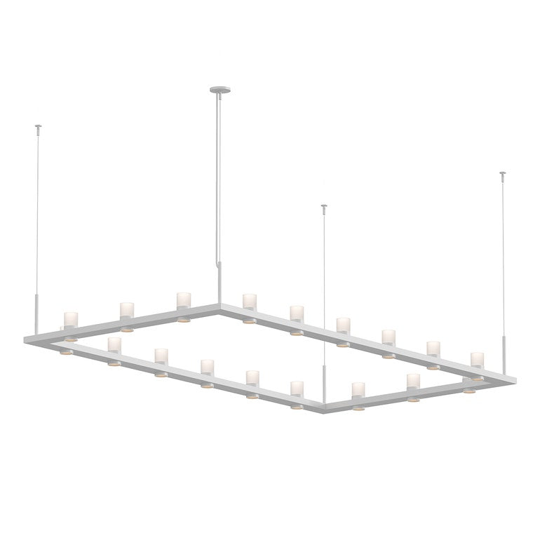SONNEMAN Intervals 4' x 8' 18-Light LED Satin White Etched Cylinder Uplight Trim Linear Beam Pendant Light