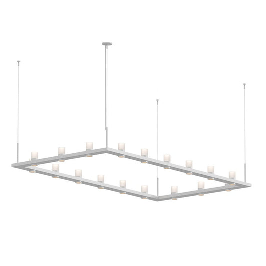 SONNEMAN Intervals 4' x 8' 18-Light LED Satin White Etched Cylinder Uplight Trim Linear Beam Pendant Light