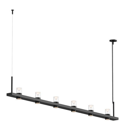 SONNEMAN Intervals 8' 6-Light LED Satin Black Clear Cone Uplight Trim Linear Beam Pendant Light