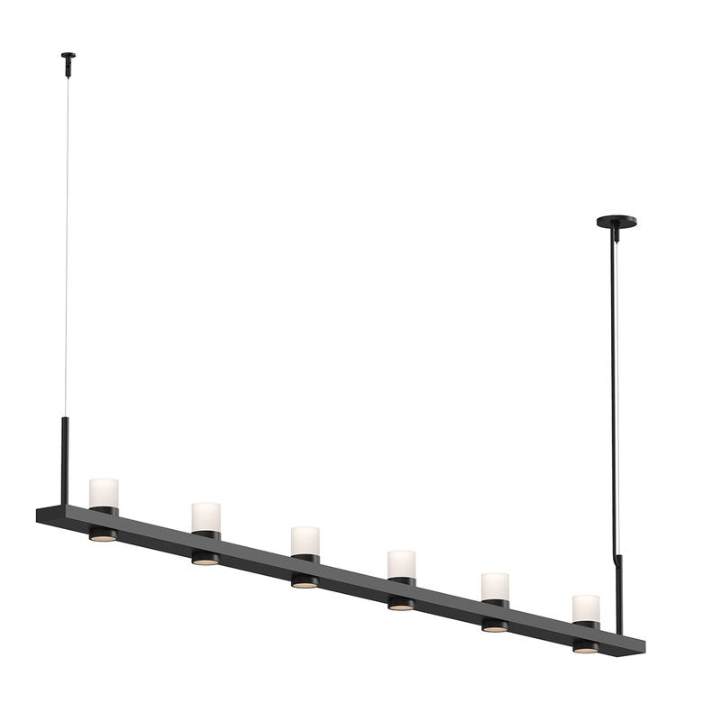SONNEMAN Intervals 8' 6-Light LED Satin Black Etched Cylinder Uplight Trim Linear Beam Pendant Light