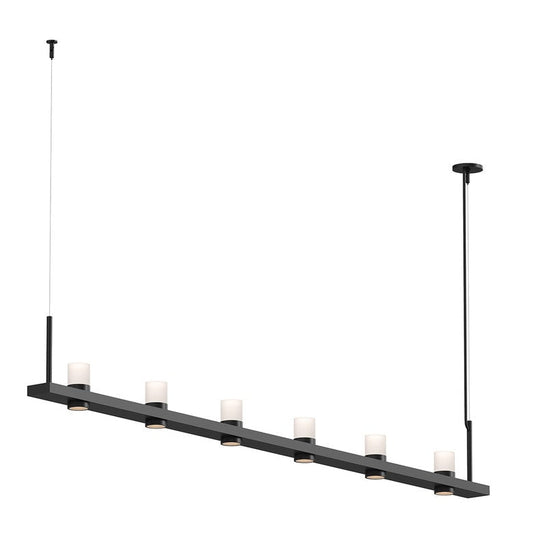 SONNEMAN Intervals 8' 6-Light LED Satin Black Etched Cylinder Uplight Trim Linear Beam Pendant Light