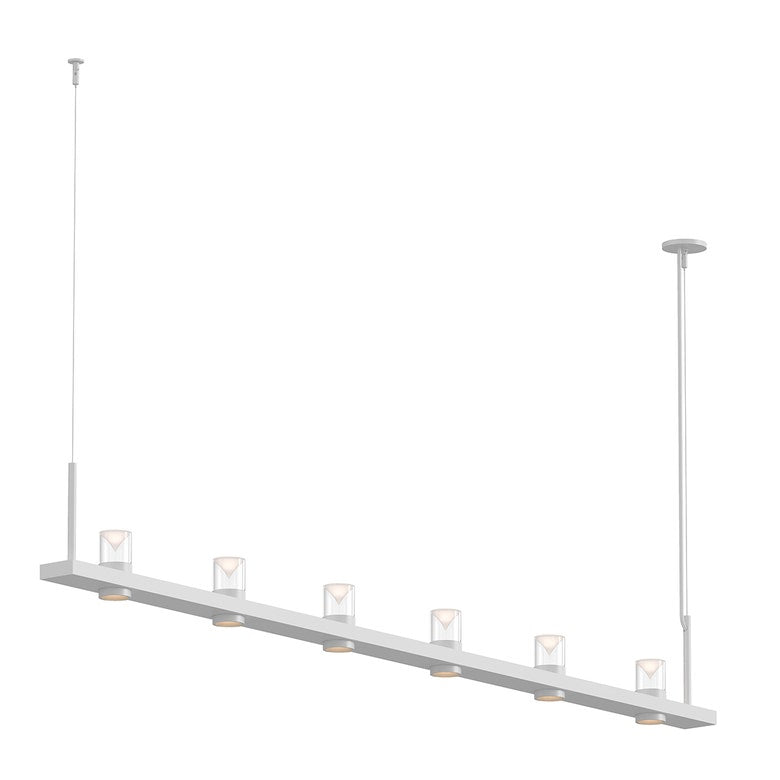SONNEMAN Intervals 8' 6-Light LED Satin White Clear Cone Uplight Trim Linear Beam Pendant Light