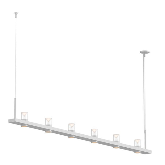 SONNEMAN Intervals 8' 6-Light LED Satin White Clear Cone Uplight Trim Linear Beam Pendant Light