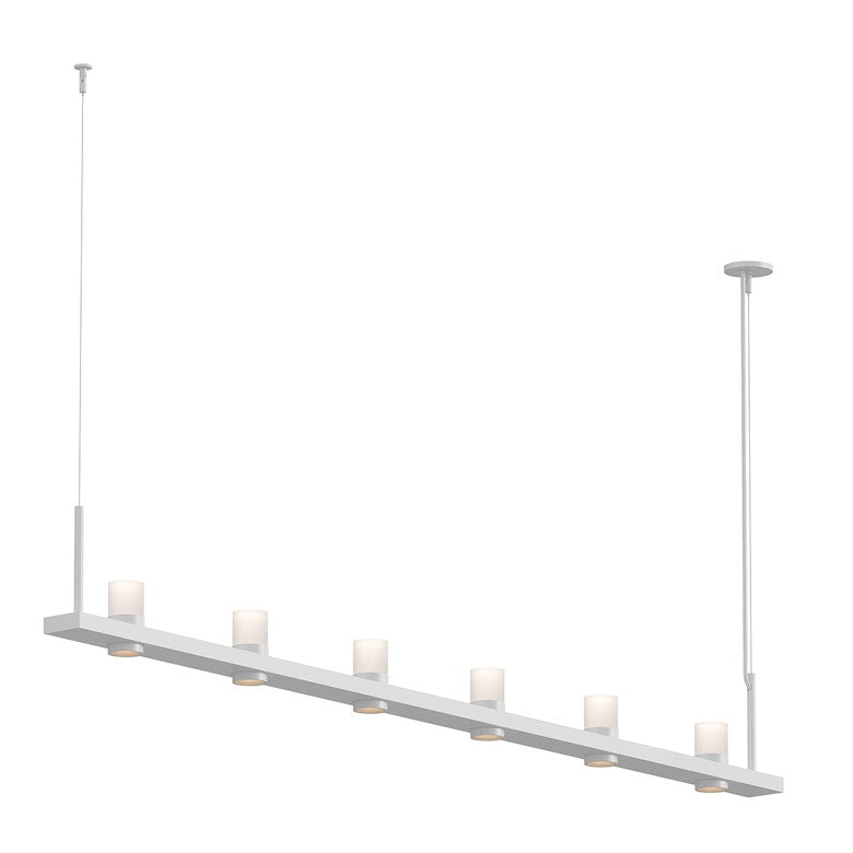 SONNEMAN Intervals 8' 6-Light LED Satin White Etched Cylinder Uplight Trim Linear Beam Pendant Light