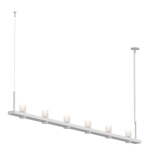 SONNEMAN Intervals 8' 6-Light LED Satin White Etched Cylinder Uplight Trim Linear Beam Pendant Light