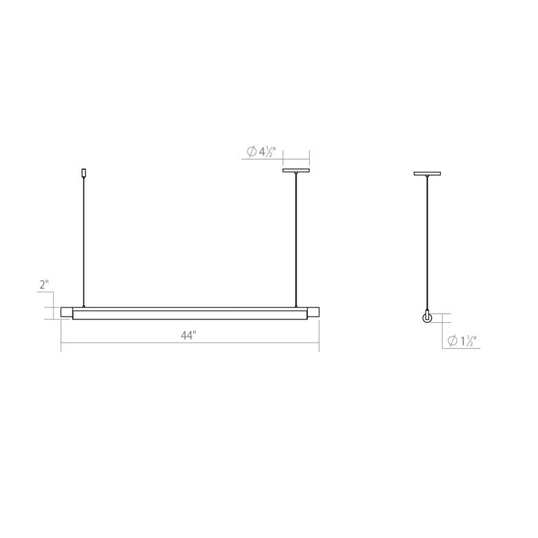 SONNEMAN Keel 44" 1-Light LED Bright Satin Aluminum Linear Suspension Pendant Light