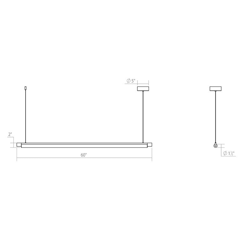 SONNEMAN Keel 60" 1-Light LED Satin White Linear Suspension Pendant Light With 20FT Cord Length