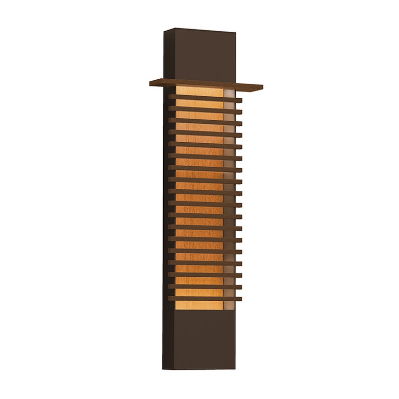 SONNEMAN Kengo 30" 1-Light LED Textured Bronze Aluminum With Teak Shade Wall Sconce
