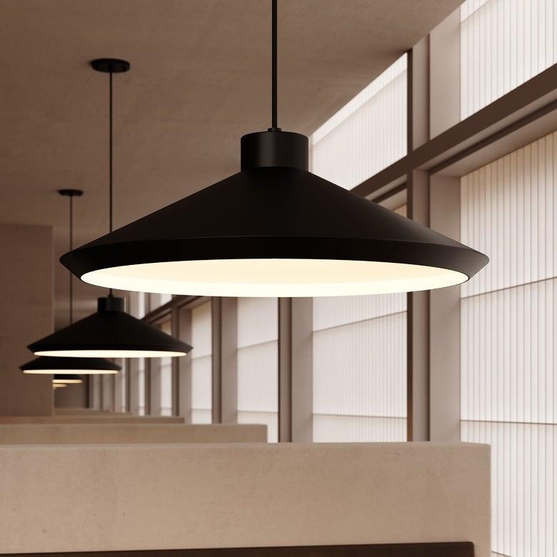 SONNEMAN Koma Edo 1-Light E26 Bulb Base Satin Black Aluminum Shade Pendant Light