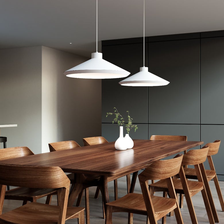 SONNEMAN Koma Edo 1-Light E26 Bulb Base Satin White Aluminum Shade Pendant Light