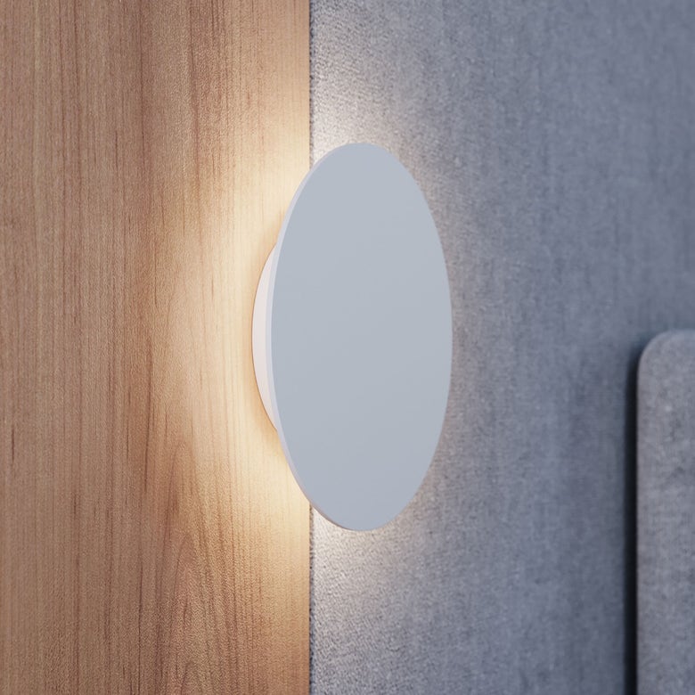 SONNEMAN LP 1-Light LED Round Shape Textured White Aluminum Shade Wall Sconce