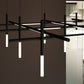 SONNEMAN Labyrinth 74" Square Medium LED Satin Black White Optical Acrylic Chandelier