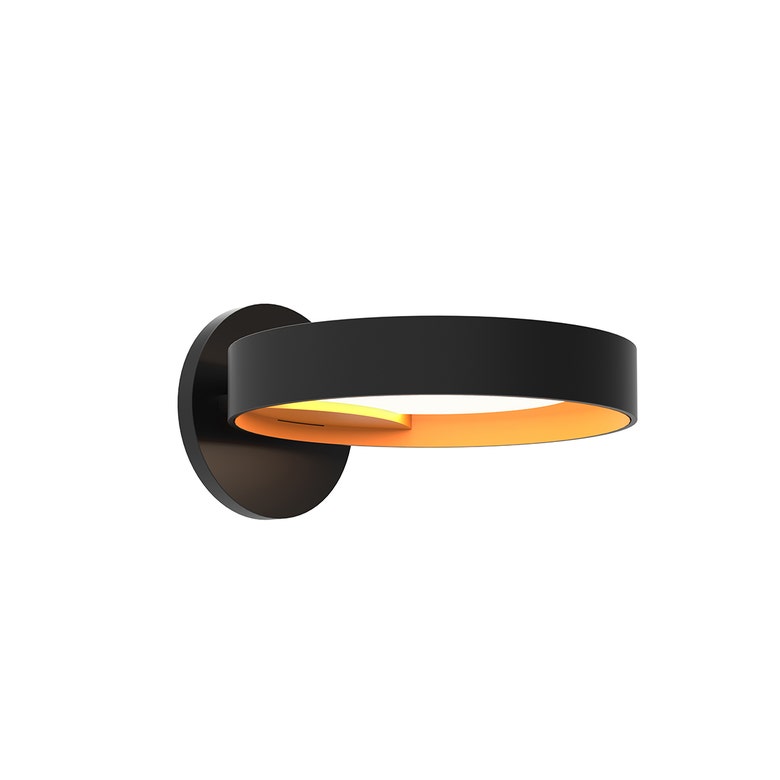 SONNEMAN Light Guide Ring 1-Light LED Satin Black With Apricot Interior Aluminum Clear Acrylic Shade Wall Sconce