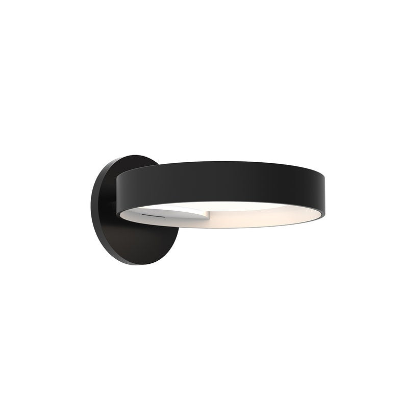 SONNEMAN Light Guide Ring 1-Light LED Satin Black With White Interior Aluminum Clear Acrylic Shade Wall Sconce