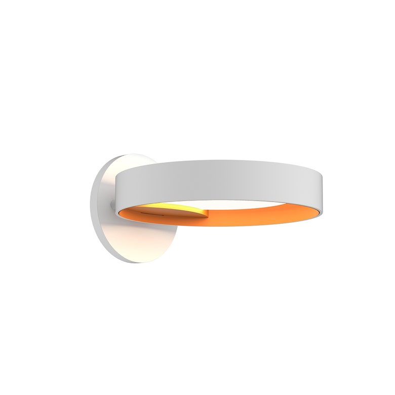 SONNEMAN Light Guide Ring 1-Light LED Satin White With Apricot Interior Aluminum Clear Acrylic Shade Wall Sconce