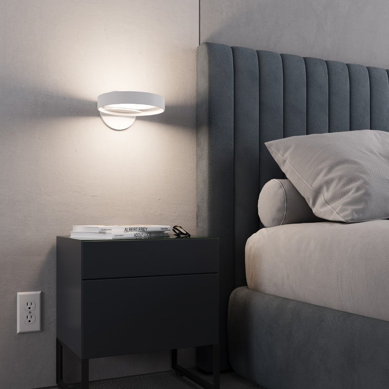 SONNEMAN Light Guide Ring 1-Light LED Satin White With White Interior Aluminum Clear Acrylic Shade Wall Sconce