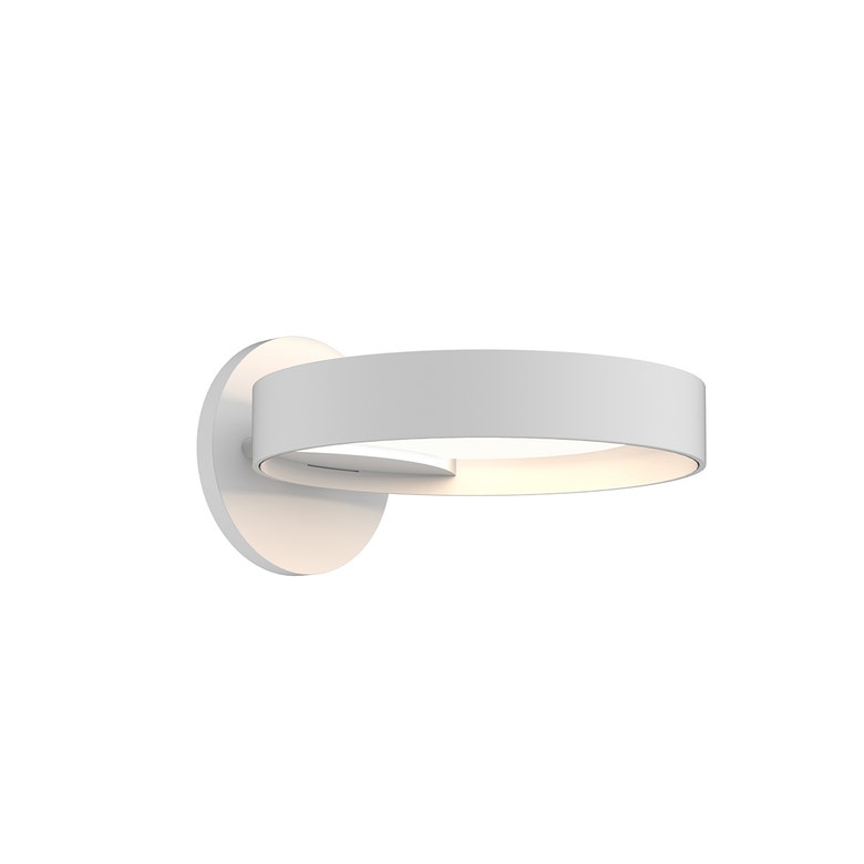 SONNEMAN Light Guide Ring 1-Light LED Satin White With White Interior Aluminum Clear Acrylic Shade Wall Sconce