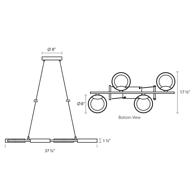 SONNEMAN Light Guide Ring 4-Light Bar LED Satin Black With White Interior Chandelier