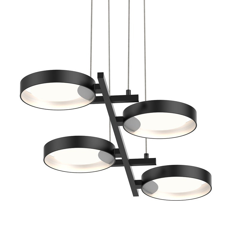 SONNEMAN Light Guide Ring 4-Light Bar LED Satin Black With White Interior Chandelier