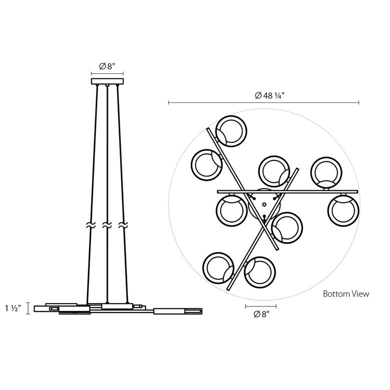 SONNEMAN Light Guide Ring 9-Light LED Satin Black With White Interior Chandelier