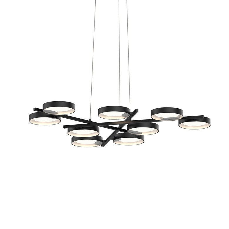 SONNEMAN Light Guide Ring 9-Light LED Satin Black With White Interior Chandelier