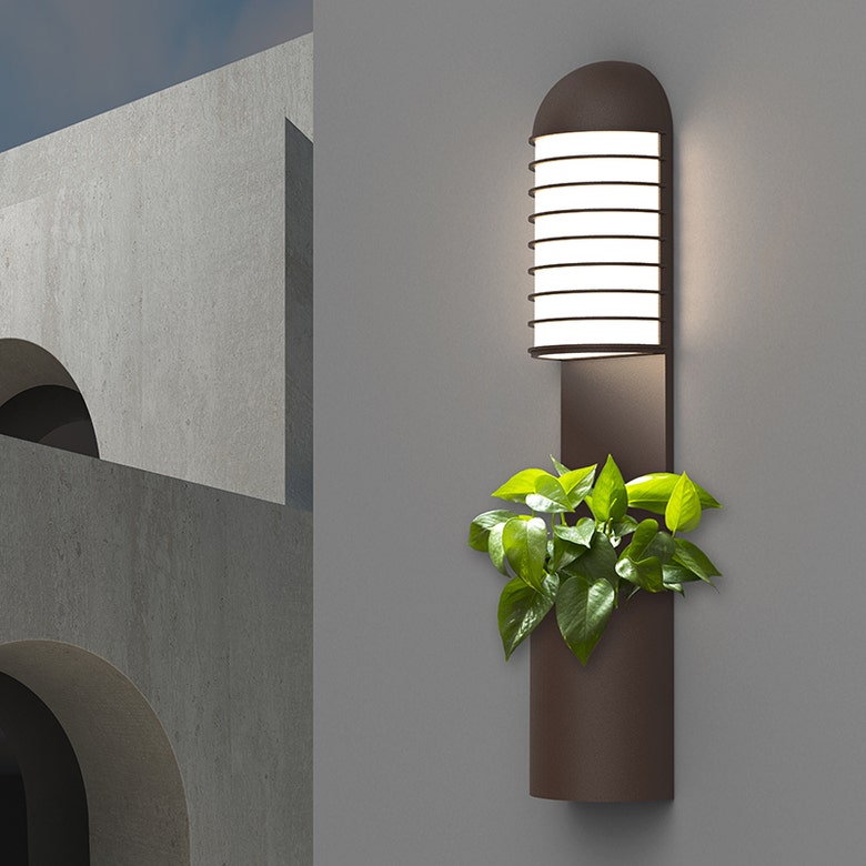 SONNEMAN Lighthouse 1-Light LED Textured Bronze Optical Acrylic Shade Wall Sconce