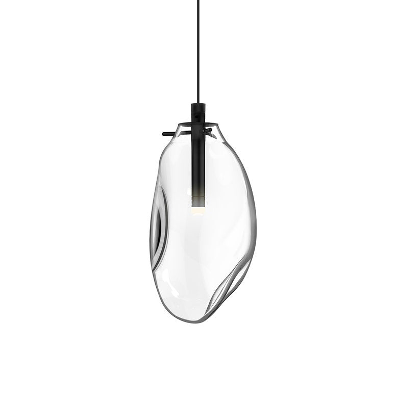 SONNEMAN Liquid 1-Light LED Satin Black Clear Glass Shade Standard Pendant Light