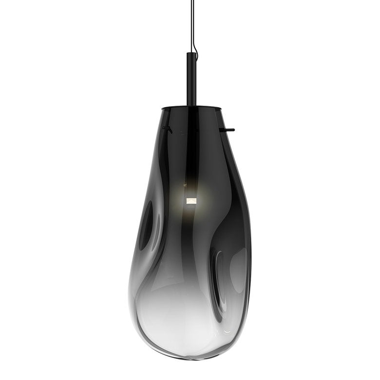 SONNEMAN Liquid 1-Light LED Satin Black Smoke Fade Glass Shade Large Pendant Light