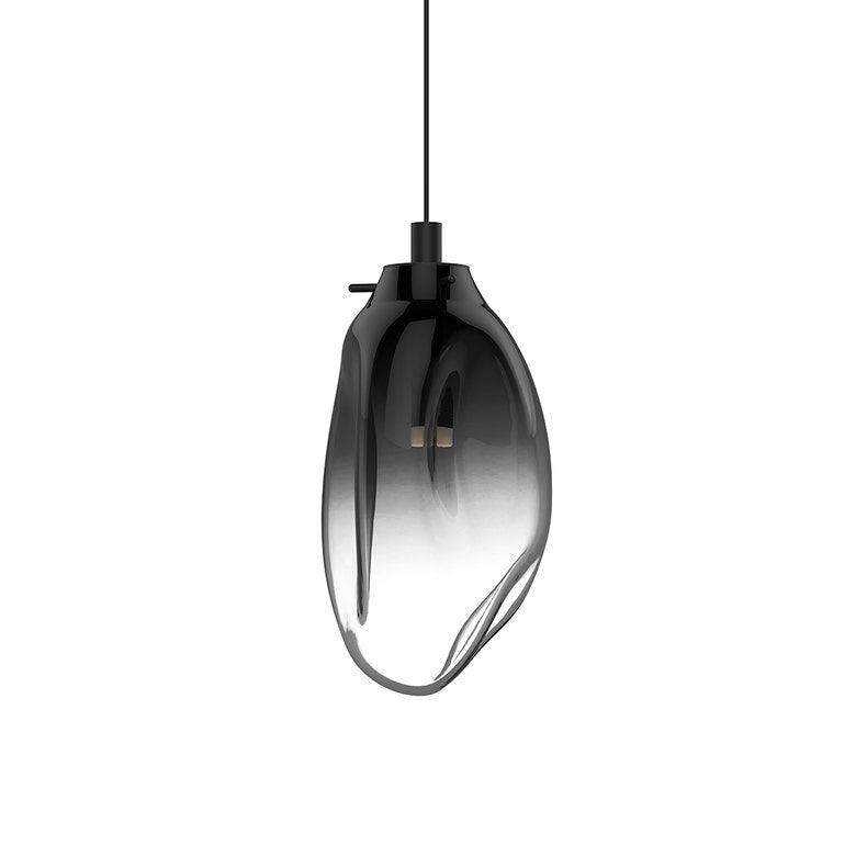 SONNEMAN Liquid 1-Light LED Satin Black Smoke Fade Glass Shade Standard Pendant Light