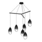 SONNEMAN Liquid 6-Light Standard LED Tri-Spreader Satin Black Smoke Fade Glass Shade Pendant Light