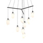 SONNEMAN Liquid 9-Light Standard LED Tri-Spreader Satin Black Poured White Glass Shade Pendant Light