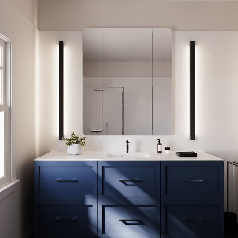 SONNEMAN Lithe 4' 2-Sided Light LED Textured Black Wall Vanity Lamp